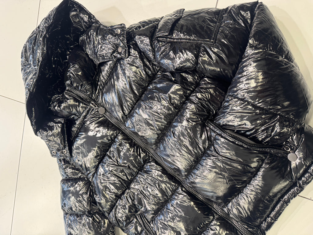 Doudoune noir brillante